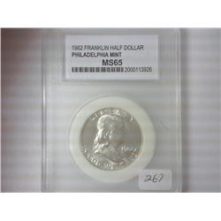 1962 FRANKLIN HALF DOLLAR PCC MS65