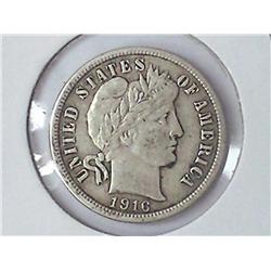 1916 BARBER DIME (VERY FINE+)