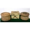 3 Tarahumara Woven Pine Needle Lidded Baskets