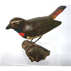 Antique Carved Wooden Songbird