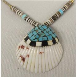 Native American Santo Domingo Inlay Shell Necklace