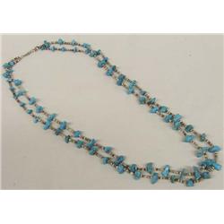 2 Strand Native American Navajo Turquoise Necklace