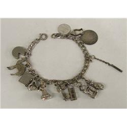 Silver Charm Bracelet with 12 Charms