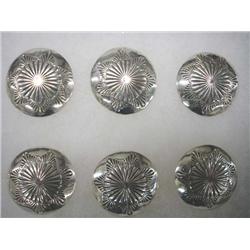 6 Native American Navajo Silver Buttons