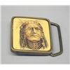 Image 1 : Fossilized Ivory Scrimshaw Buckle of Indian Chief