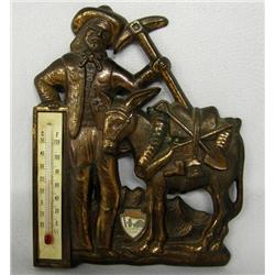 Alaska Metal Miner Sculpture with Thermometer