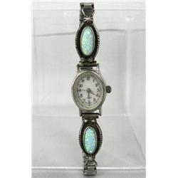 Native American Navajo Silver Opal Watchband