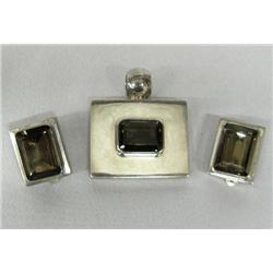 Sterling Silver Topaz Pendant & Earrings