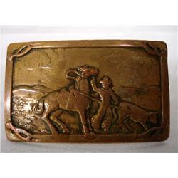 Vintage Copper Repousse Cowboy Buckle