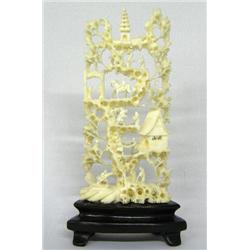 Intricate Oriental Ivory Carving on Stand