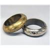 Image 1 : 2 Etched Bangle Bracelets Brass and Silver Color