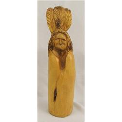 Native American Wooden Carved Indian Statue