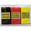 3 Tin Coffee Advertising Banks
