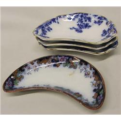 Antique Flow Blue Fishbone Plates