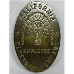 Brass California Electric Company Employee Pin