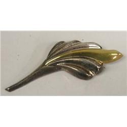 Silver Taxco Stylized Leaf Pin