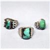Image 1 : 3 Native American Navajo Natural Turquoise Rings