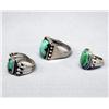 Image 3 : 3 Native American Navajo Natural Turquoise Rings