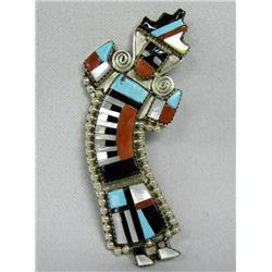Zuni Silver and Stone to Stone Inlay Kachina Pin
