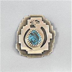 Native American Hopi Silver Turquoise Pin