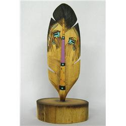 Native American Hopi Carved Wooden Feather