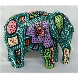 Wooden Elephant Hand Painted by Kills Thunder