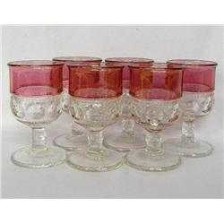 6 Cranberry Flash Glass Goblets