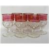 6 Cranberry Flash Glass Goblets