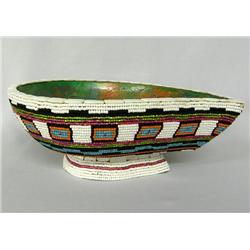 Wooden Bowl Handpainted & Beaded by Kills Thunder