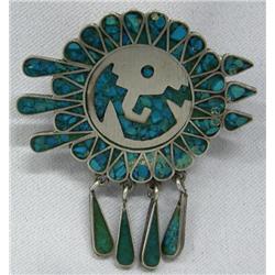 Vintage Taxco Silver Turquoise Pin