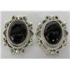 Mexican Silver and Onyx Pierced Earrings