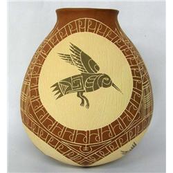 Mata Ortiz Polychrome Sgraffito Pot by A. Gonzalez