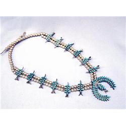 Native American Zuni Petit Point Squash Necklace