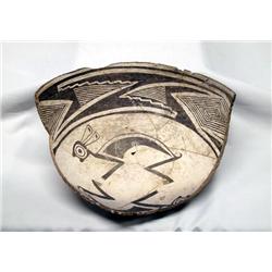 Prehistoric Classic Mimbres Rabbit Half Bowl