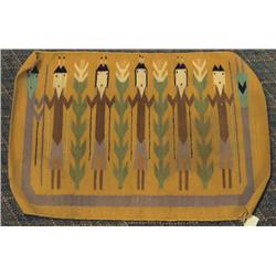 1960 Native American Navajo Yei Rug