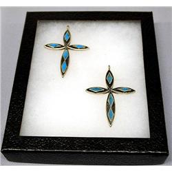 2 Native American Zuni Cross Pendants
