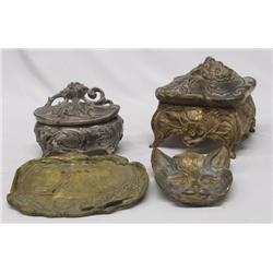 Victorian Cast Brass Metal Dresser Set