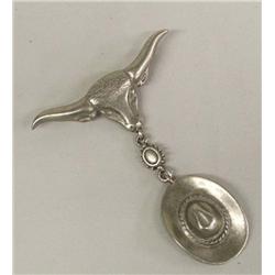 Cowgirl Hat & Bull Head Pin