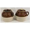 2 USA Crock Bean Pottery Jars, 1 Lid