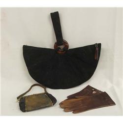 Antique Gloves and 2 Purses