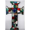 Image 1 : Colored Glass Mosaic Wood Cross Wall Hanging