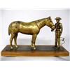 Metal Horse Cowboy and Horse Statue
