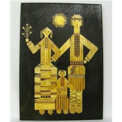 Russian Inlay Straw Wood Art