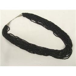Southwestern 30 Strand Black Seed Bead Necklace