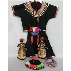 Ethnic Child's Outfit with Hat & Dolls
