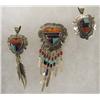 Image 1 : 3 Southwestern Sterling Multi Stone Inlay Pendants
