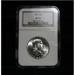NGC 1960-p Franklin Half Dollar grades Choice Uncirculated ms64