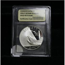 1994-p Vietnam Veterans Memorial Silver Proof Commemorative Dollar Graded PR70 DCAM