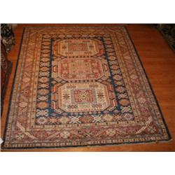 Kazak Rug Blue/Multi Color 5.2 x 6.5