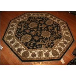 Fine India Hymalian 5.10 x 6.1 Octagon Black/Beige